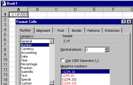 Cell Format Dialog Box