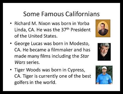 Sample Famous Californians Slide